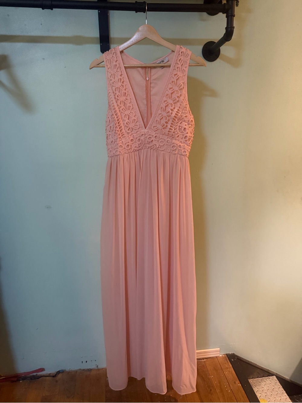 Blush Pink Lace Bodice Maxi Dress